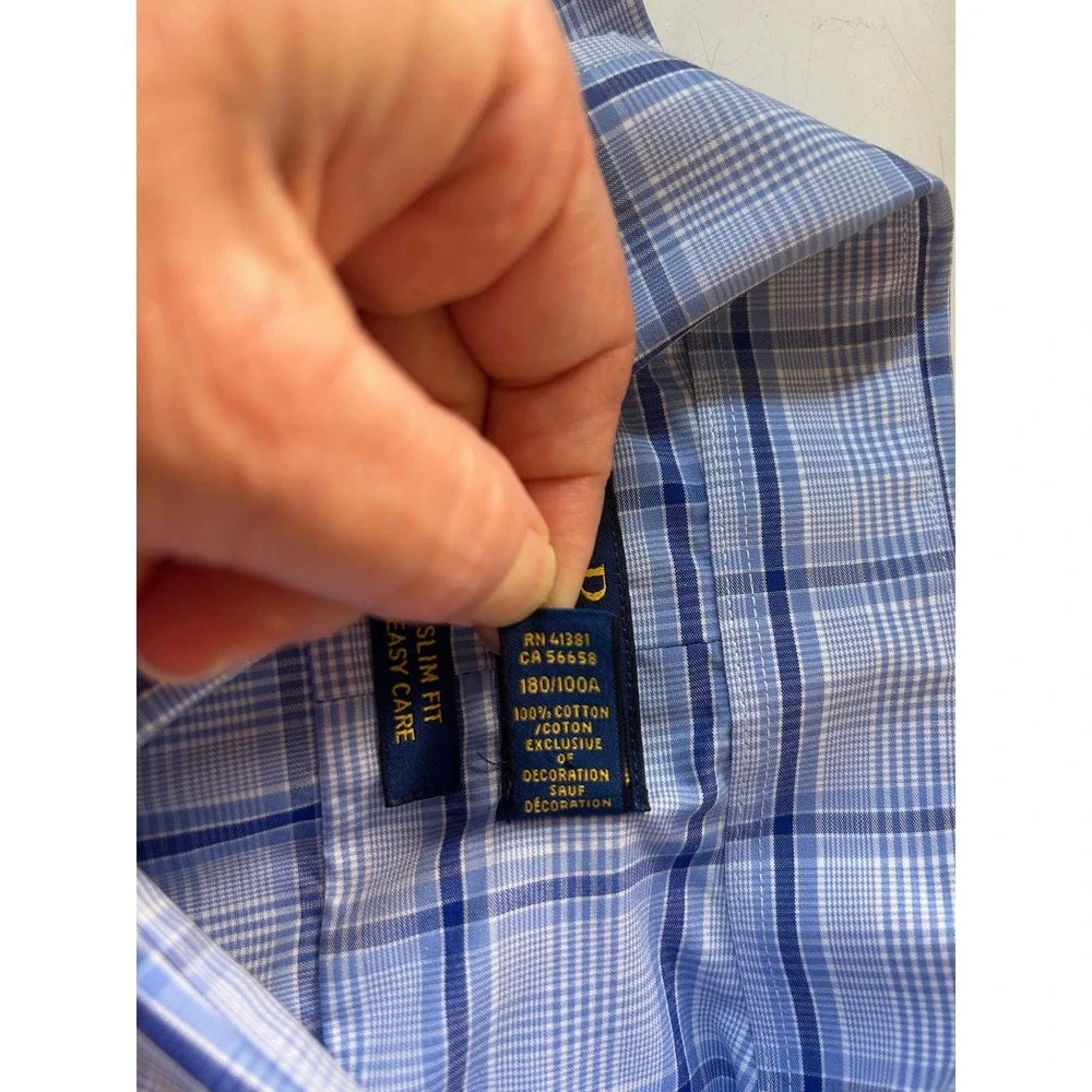 Polo Ralph‎ Lauren Slim Fit Easy Care Plaid Check Dress Shirt Men - Picture 4 of 5